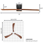  52" Hayden Matte Black Indoor/Outdoor Hugger Ceiling Fan with Light Kit and Remote Control