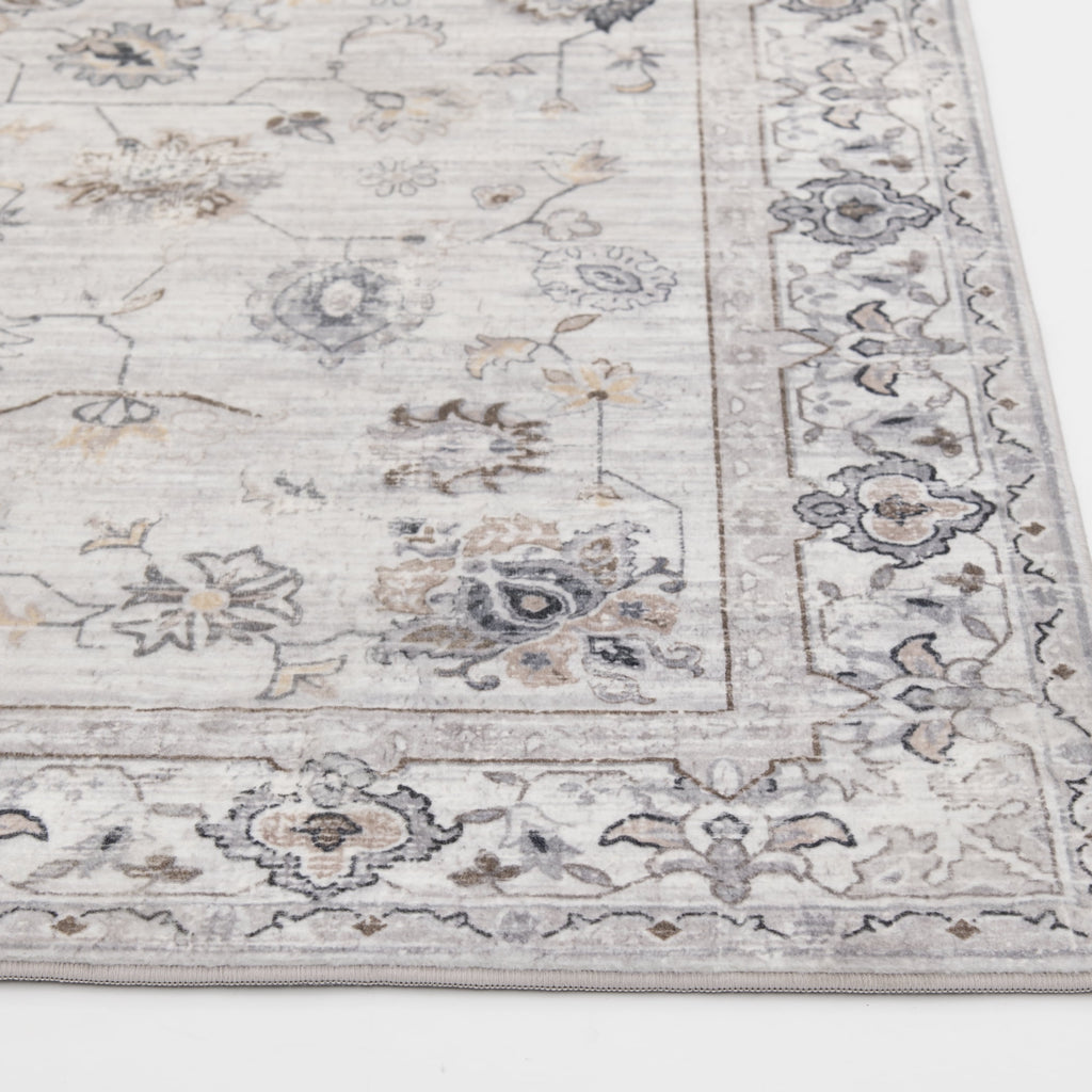  Persian Blooms Ivory Faux Fur Indoor Area Rug, 7'x9'10"