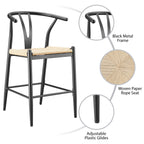  Springwood Wishbone Metal Counter Bar Stool, 2 Pack, Black Color for Indoor