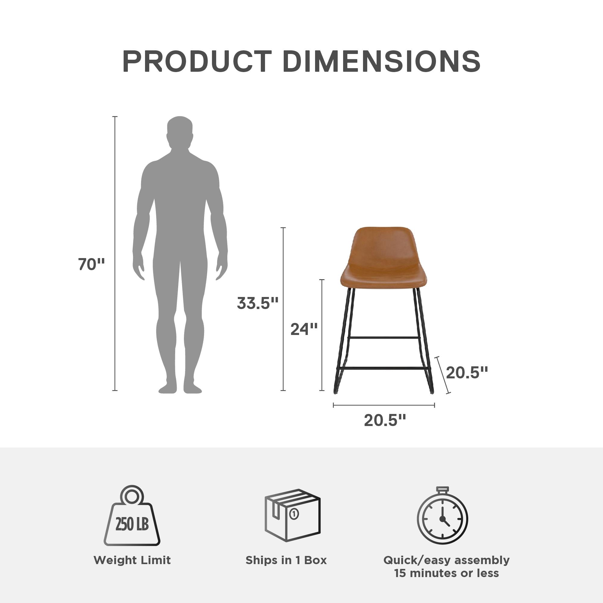  Farley Scoop Counter Height Stool, Camel Faux Leather