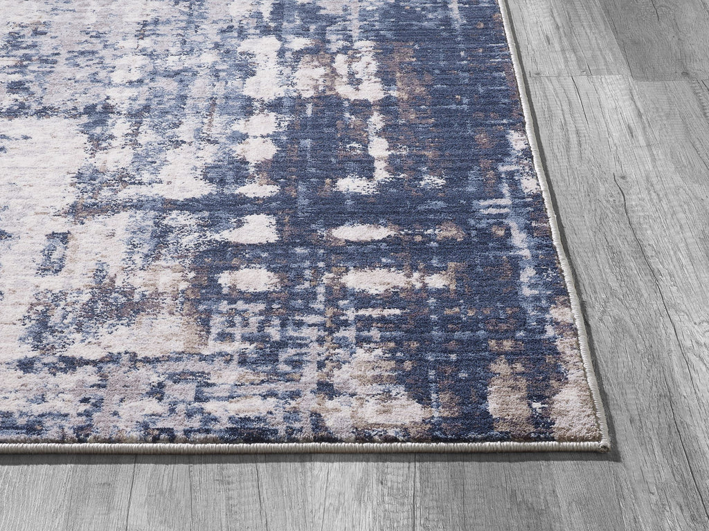  Navy Abstract Indoor Accent Rug, 20" x 60"