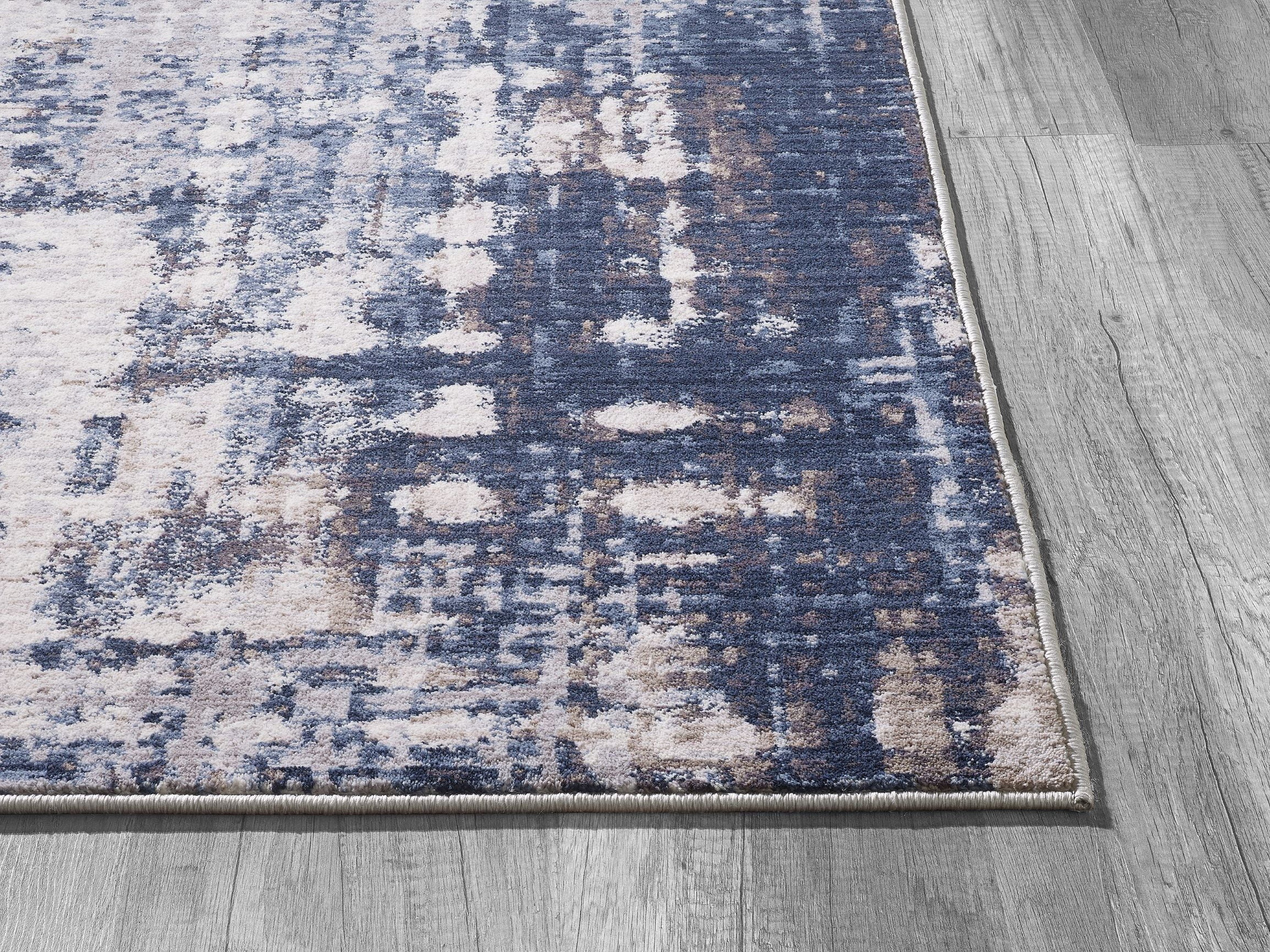  Navy Abstract Indoor Accent Rug, 20" x 60"