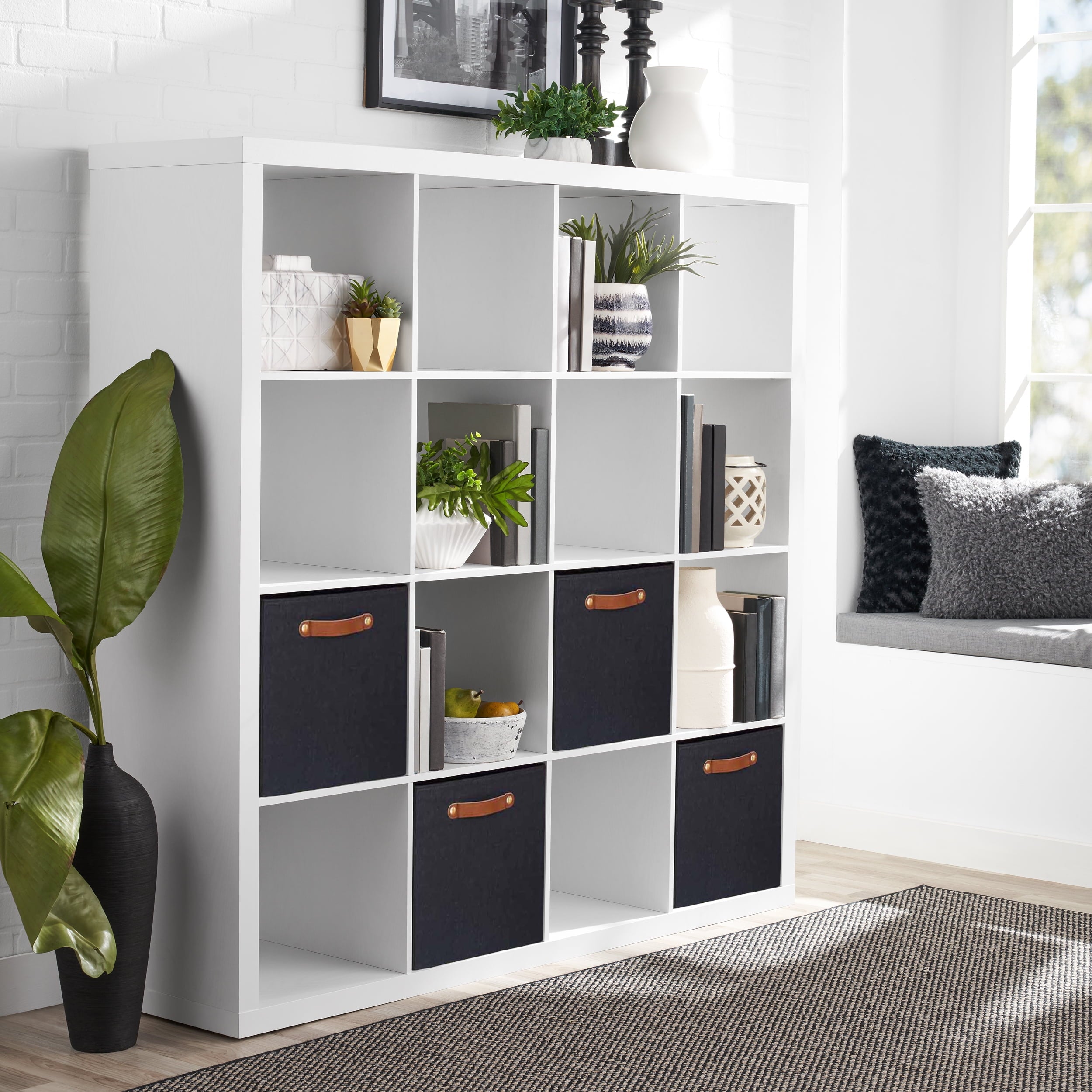  16 Cube Storage Organizer, White Texture