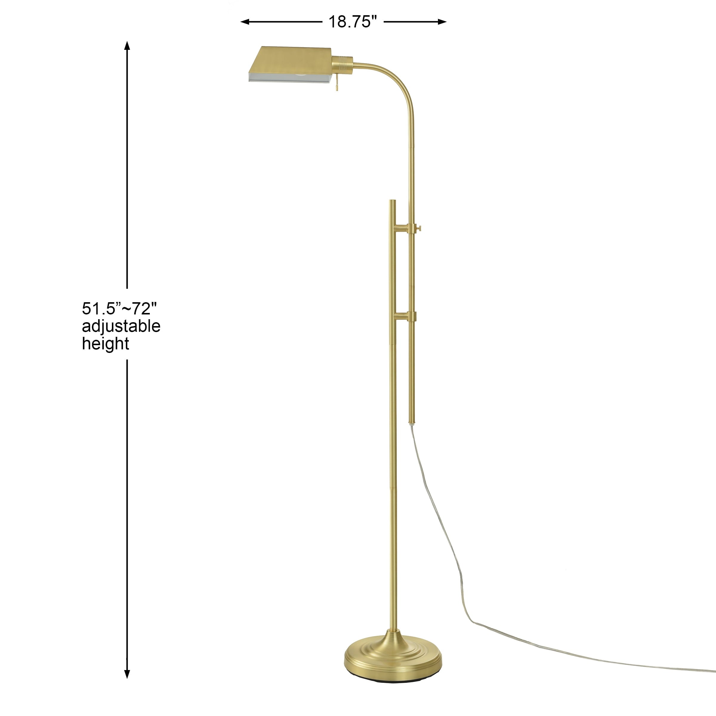  1-Light Modern Adjustable Brass Floor Lamp Gold