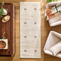  Tan/White Linear Square Geo High-Low Indoor Rug Runner, 2.5' x 7'