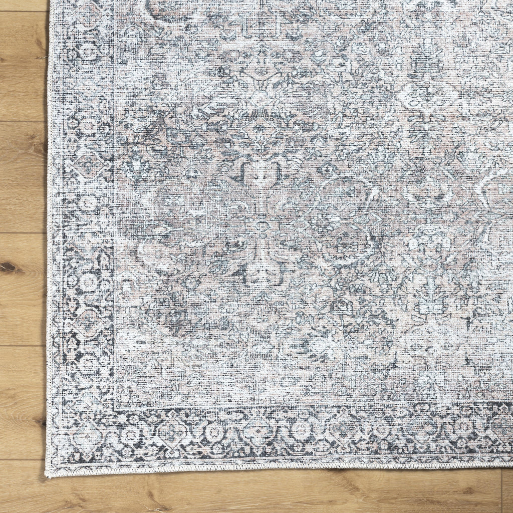  Persian Blooms Washable Non-Skid Indoor Area Rug, Brown, 5'3" x 7'