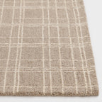  Beige Plaid Wool Indoor Area Rug, 7'10"x9'10"