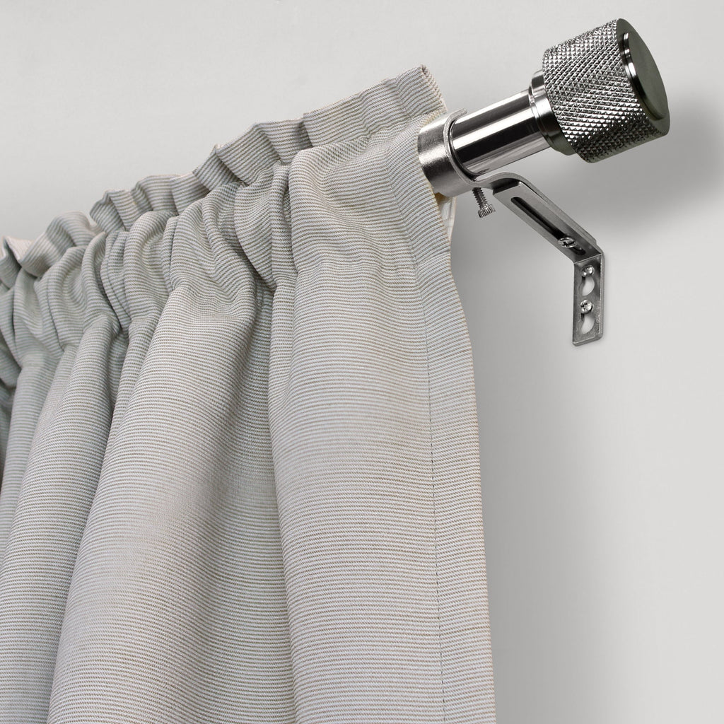  1" Satin Nickel Knurled Cylinder Curtain Rod, 42-120"