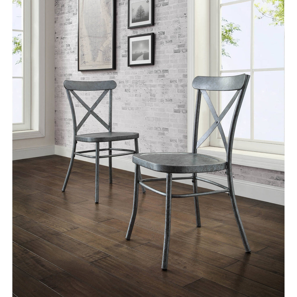  Collin Distressed Dining Chair, Set of 2, Silver Finish
