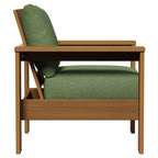  Ezra Outdoor HDPE Club Chair with Teak Finish and Green Cushions