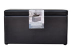  30" Hinged Storage Ottoman, Brown Faux Leather