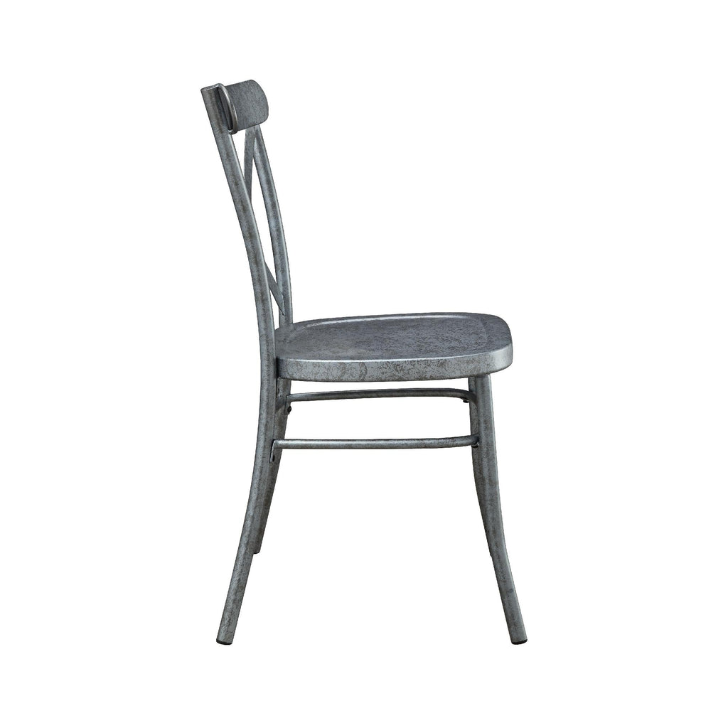  Collin Distressed Dining Chair, Set of 2, Silver Finish