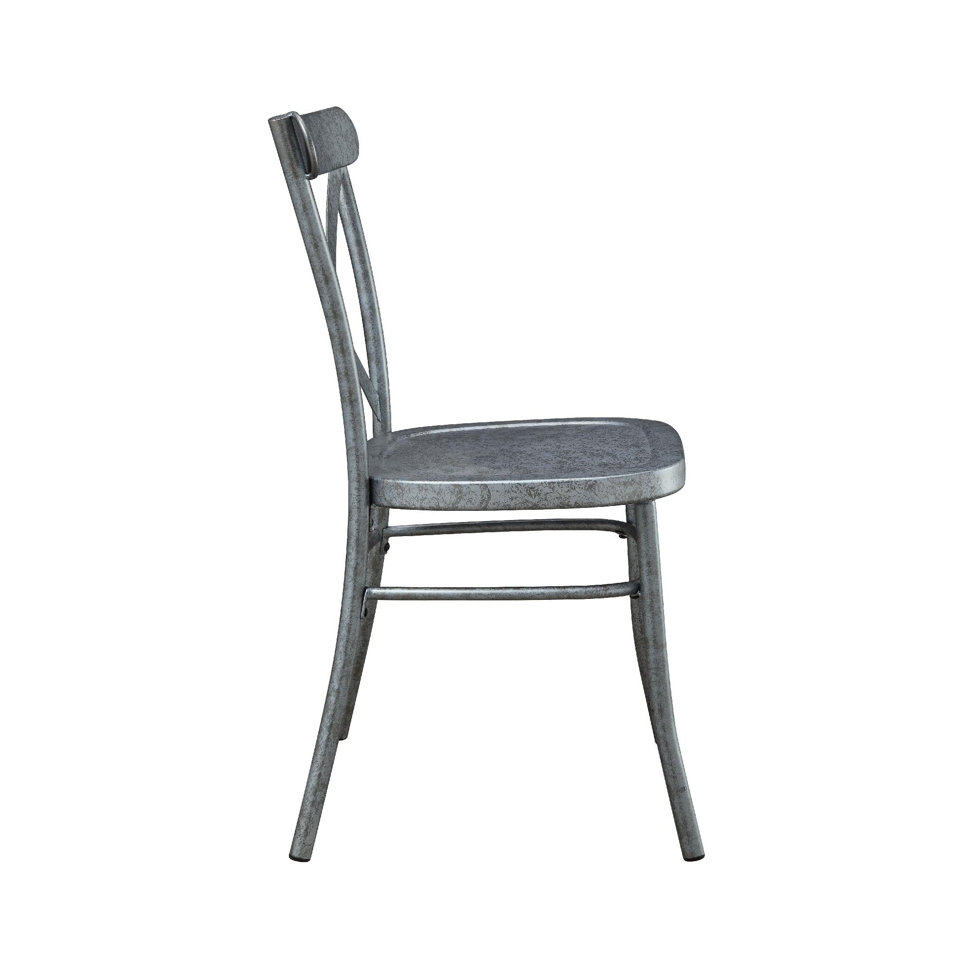  Collin Distressed Dining Chair, Set of 2, Silver Finish