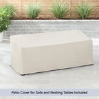  River Oaks Outdoor Sofa & 2 Nesting Tables with Patio Cover, Dark Brown