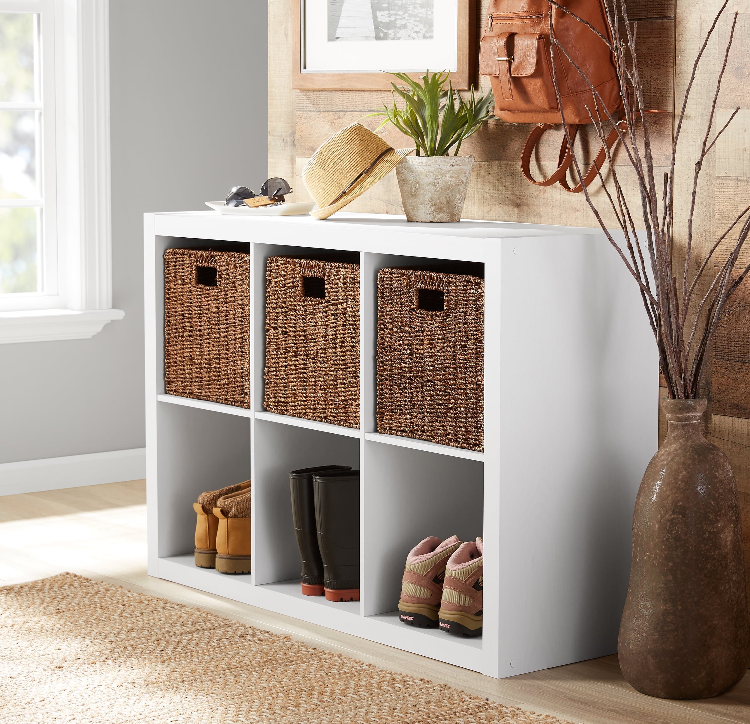  6 Cube Storage Organizer, White Texture