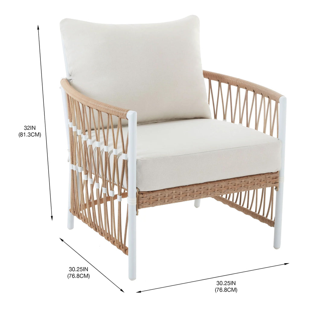  Lilah 2-Pack Outdoor Wicker Lounge Chairs, White