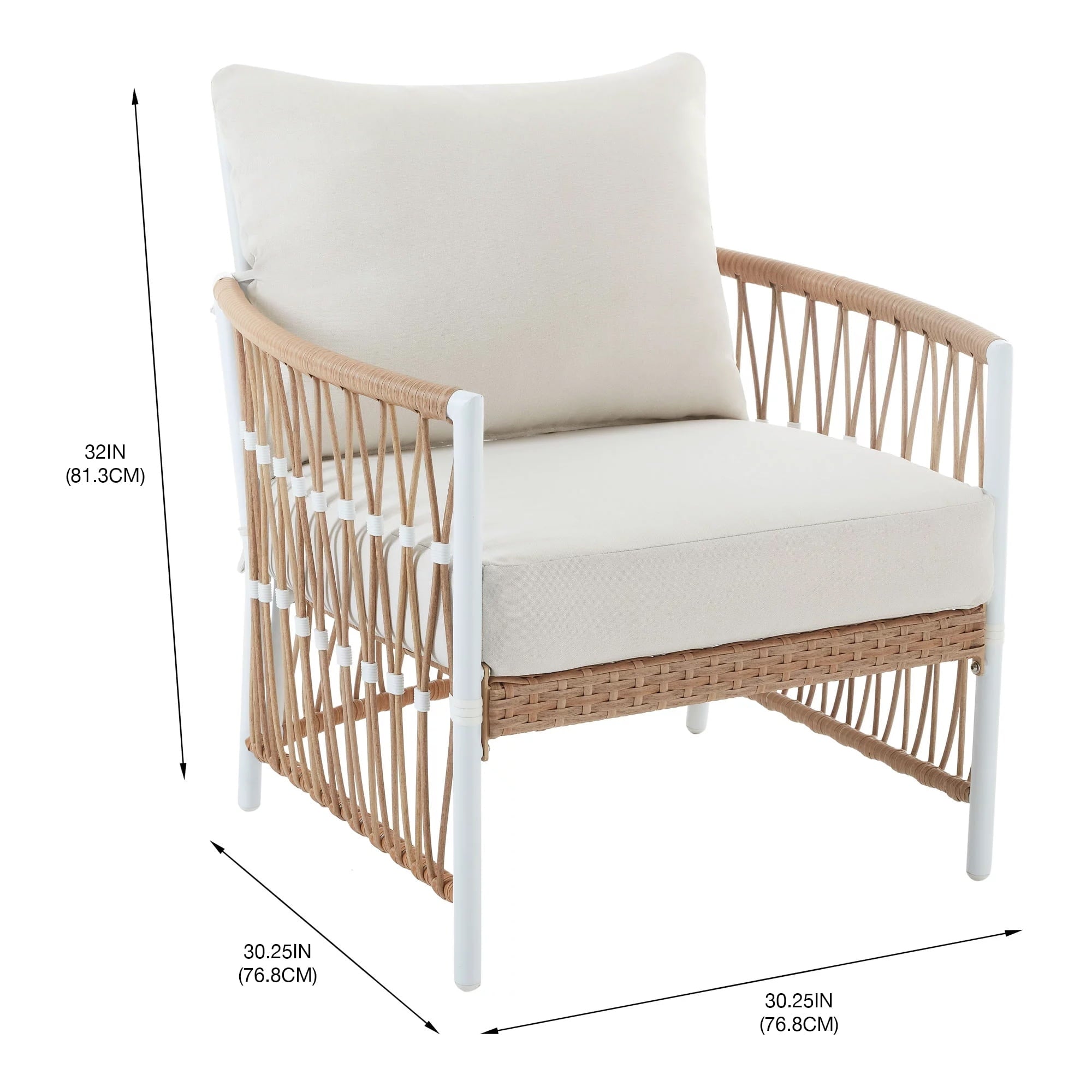  Lilah 2-Pack Outdoor Wicker Lounge Chairs, White