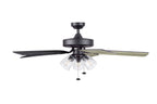  52" Matte Black Indoor Ceiling Fan with Light, 5 Blades, Pull Chains & Reverse Airflow