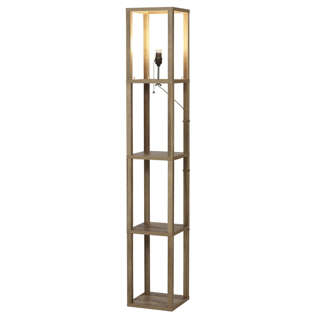  62.25" Modern Pull Chain Weathered Floor Lamp with Natural Square Shade