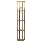  62.25" Modern Pull Chain Weathered Floor Lamp with Natural Square Shade