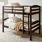  Leighton Solid Wood Twin-over-Twin Convertible Bunk Bed, Mocha