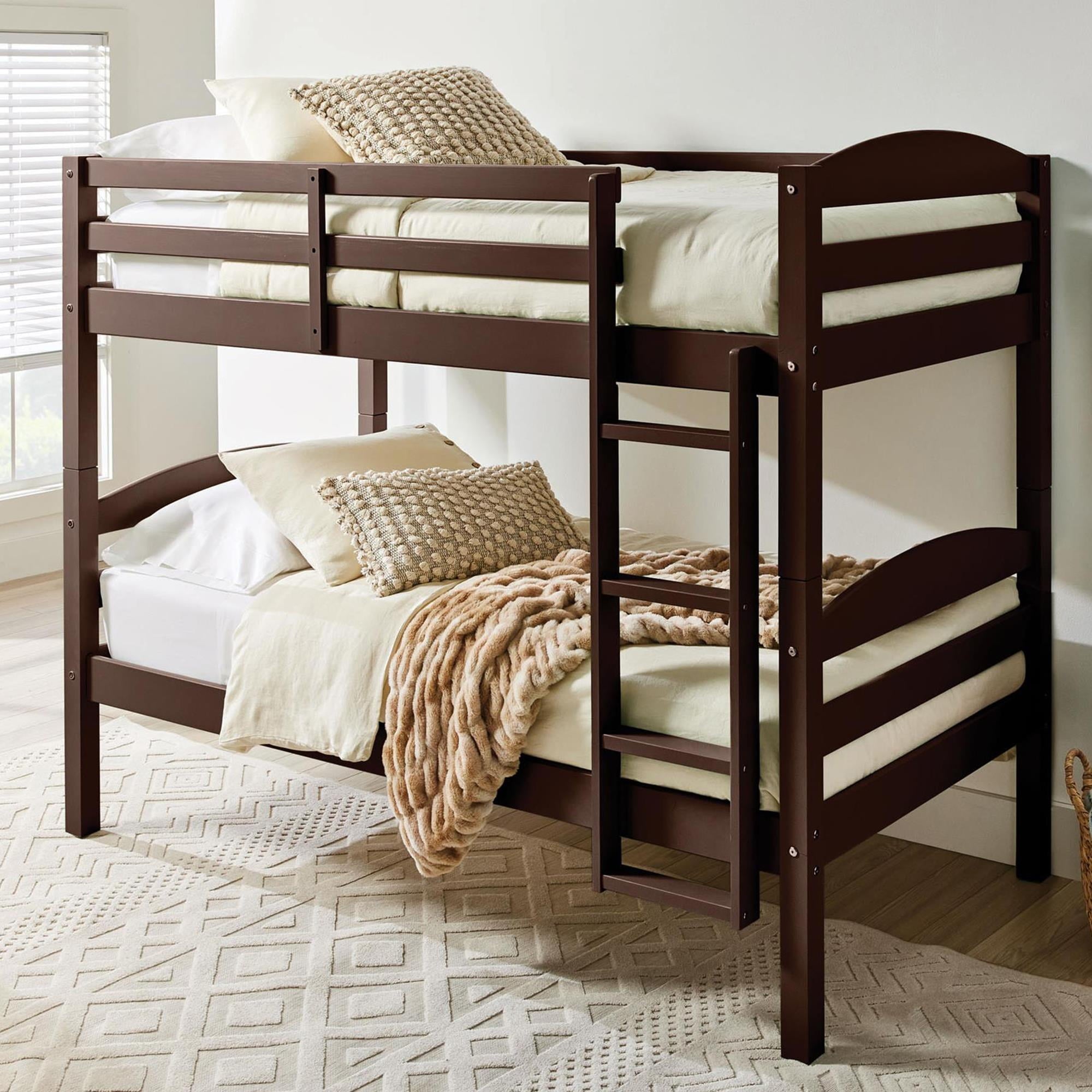  Leighton Solid Wood Twin-over-Twin Convertible Bunk Bed, Mocha