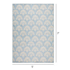 Blue Fan Palm Outdoor Washable Area Rug, 5' x 7'