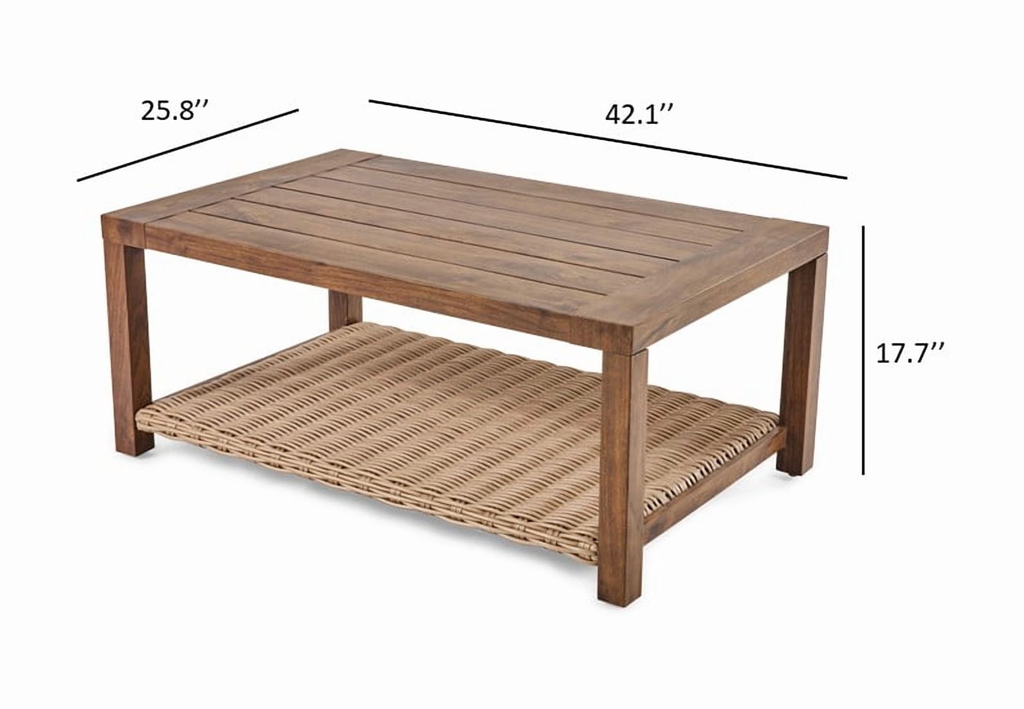  Bellamy Outdoor 1pc Patio Coffee Table, Tan Wicker