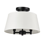 2-Light Matte Black Indoor Flush Mount Light, Fabric Shade, Bulbs Included