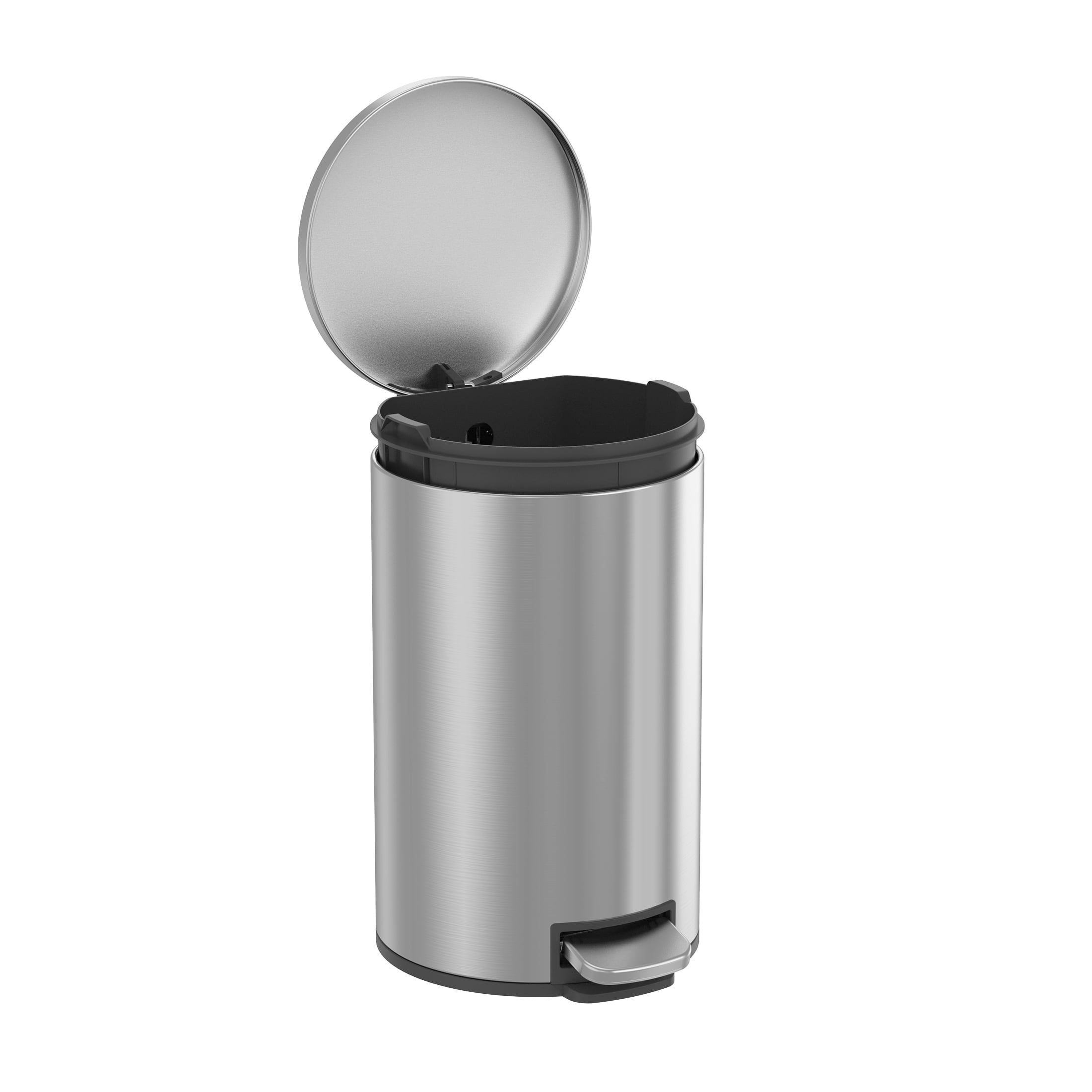  Bathroom Trash Can, 3.1 Gallon Small Stainless Steel Step Garbage Bucket Bin with Soft Close Lid, Silver