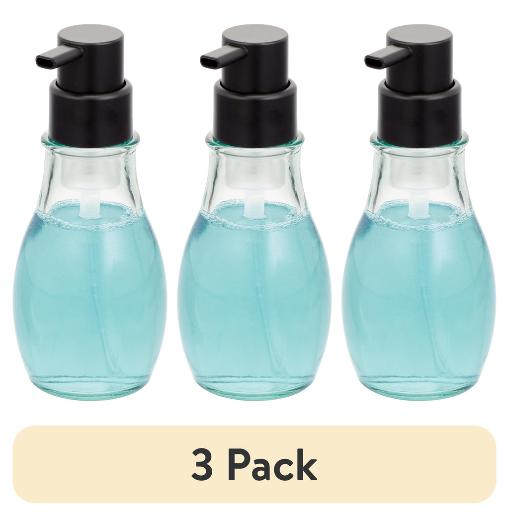 (3 pack)  Recycled Glass Foaming Soap Pump, Clear/ Black