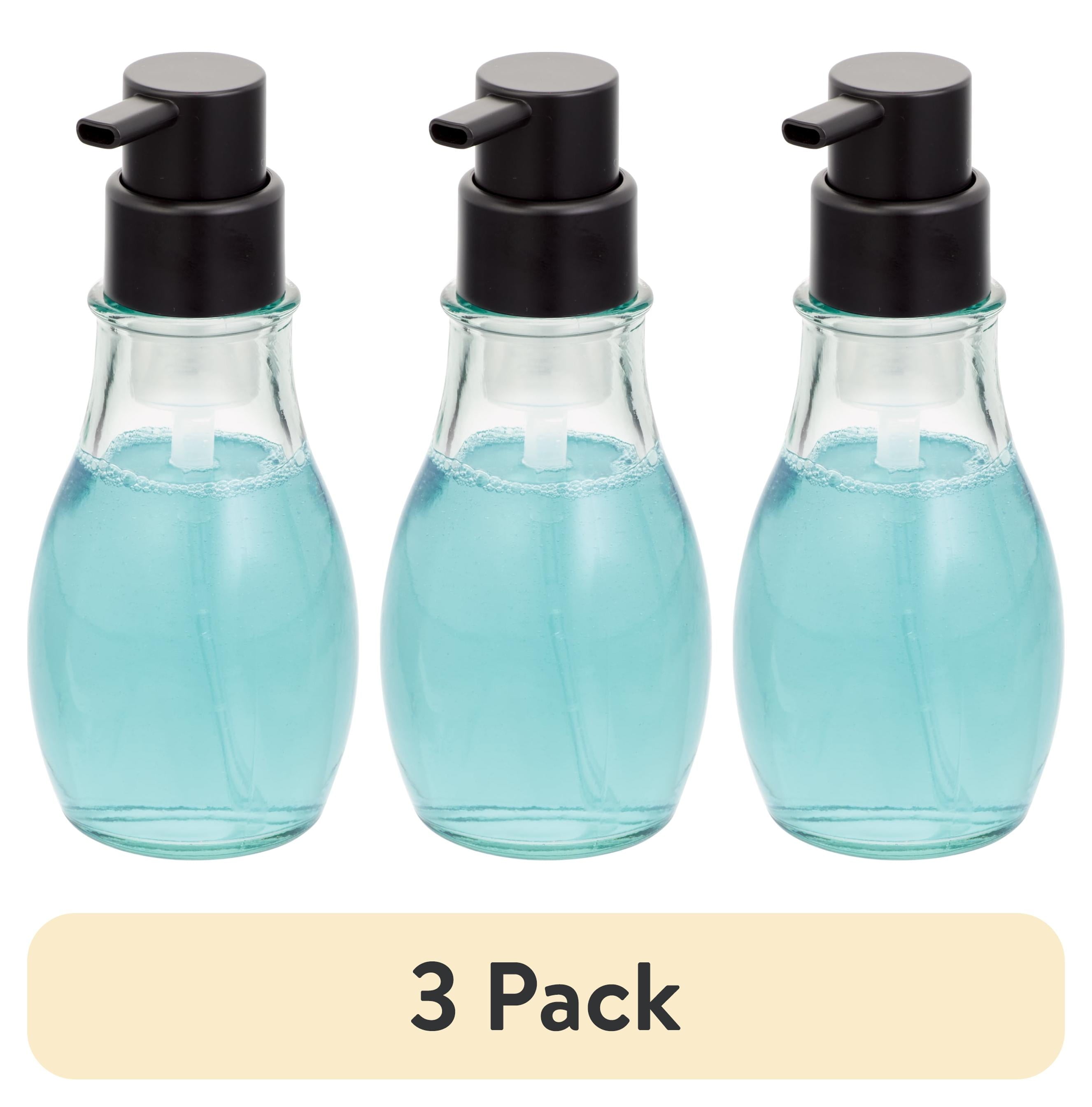 (3 pack)  Recycled Glass Foaming Soap Pump, Clear/ Black