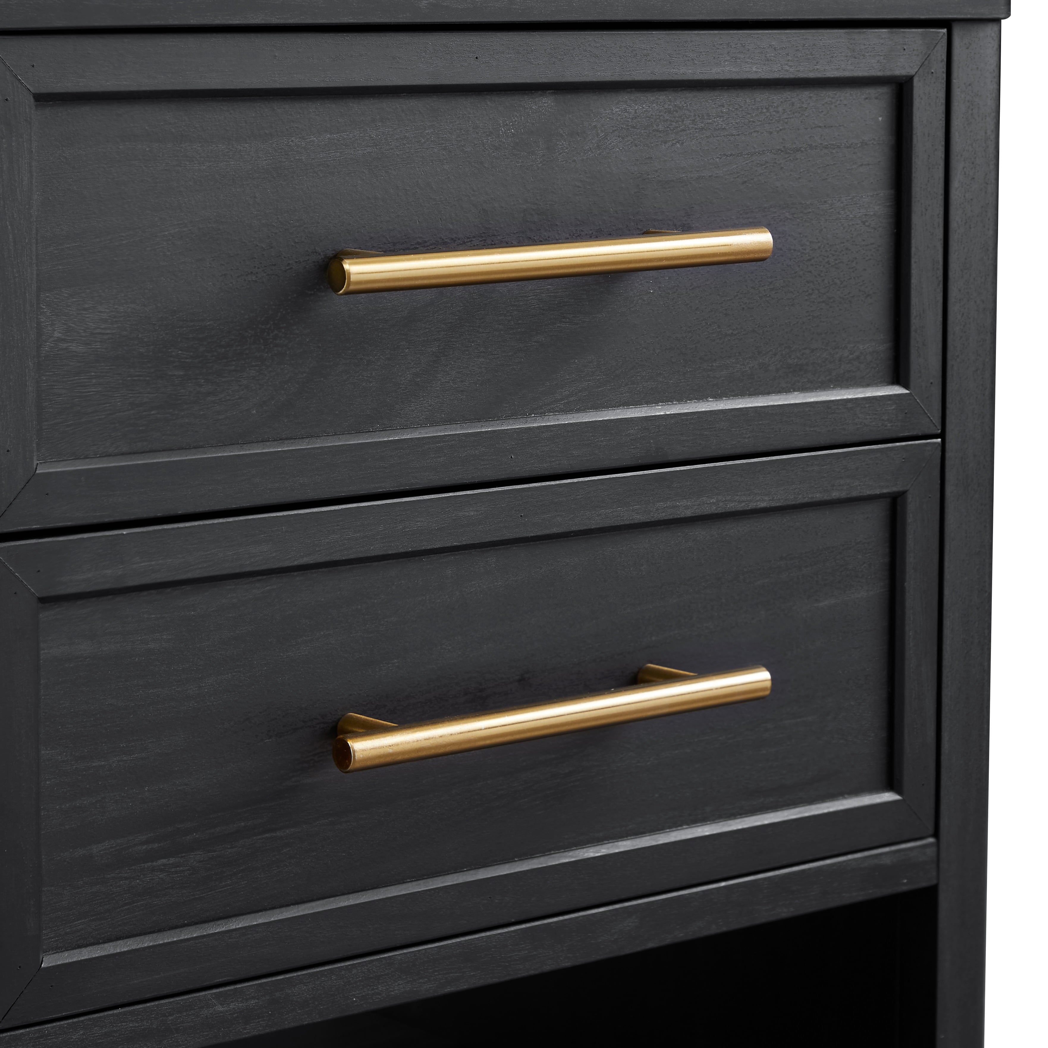 (2 pack)  Oaklee 2-Drawer Nightstand, Charcoal Finish