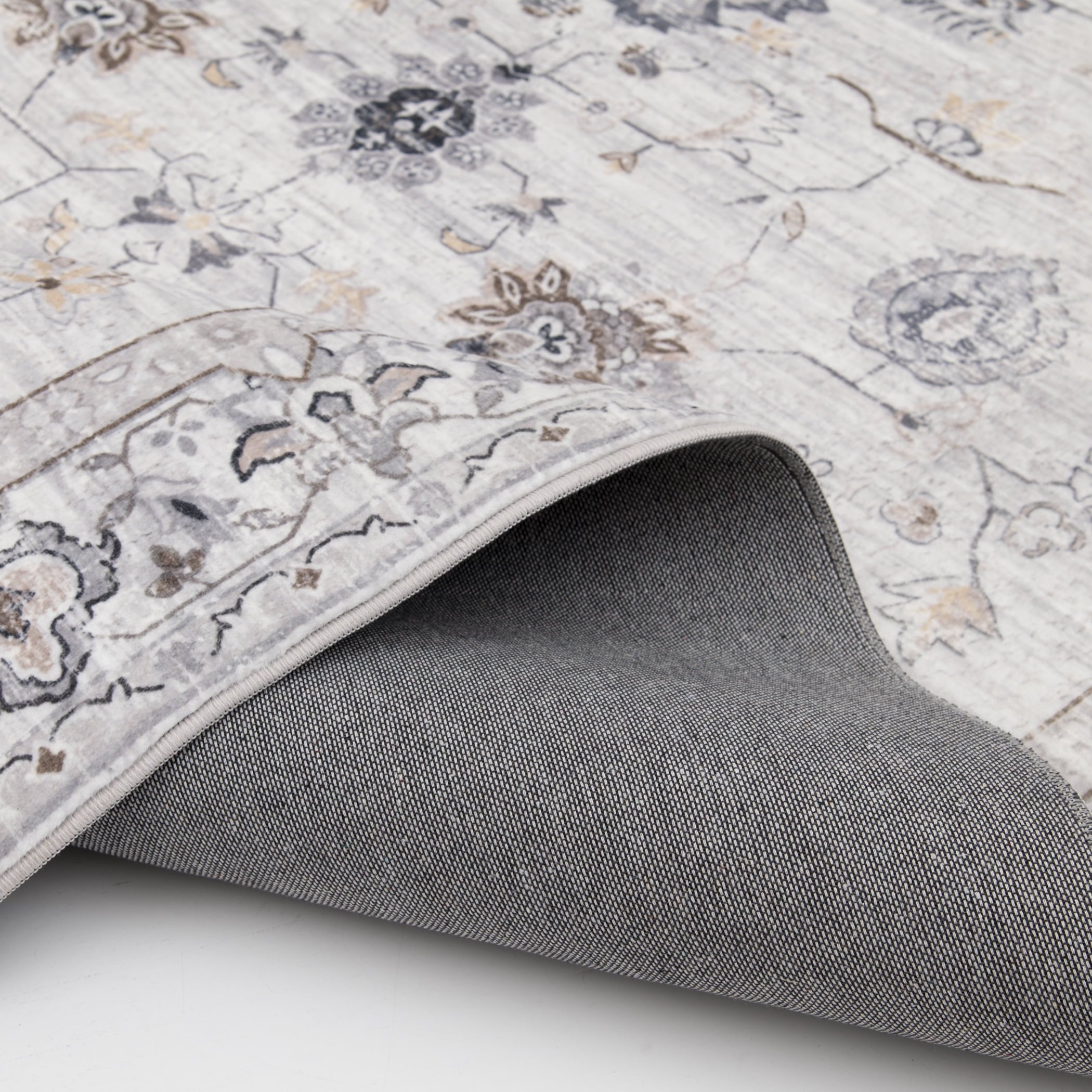  Persian Blooms Ivory Faux Fur Indoor Area Rug, 7'x9'10"