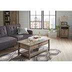  Modern Farmhouse Rectangle Lift-Top Coffee Table, Rustic Gray Finish