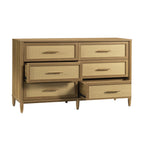  Springwood Caning 6-Drawer Dresser, Light Honey Finish