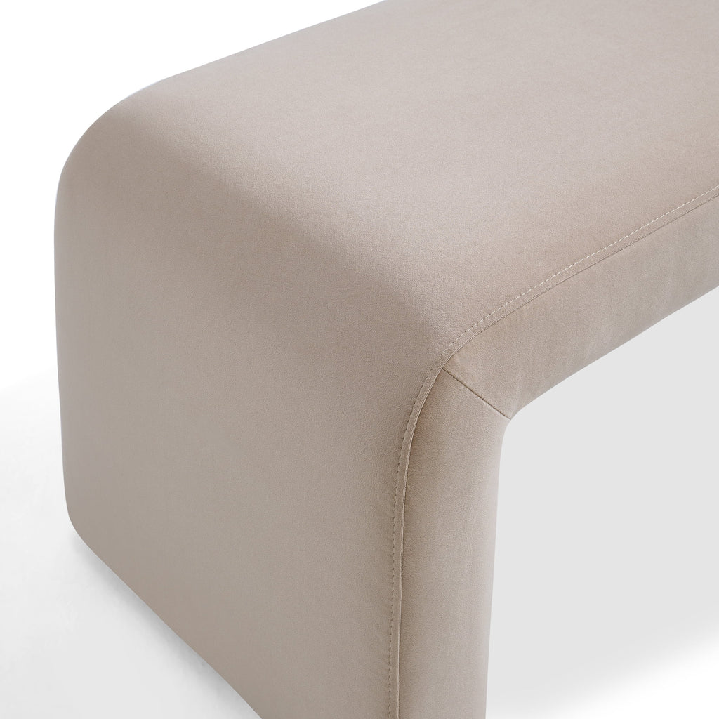  Juliet 44.50" Velvet Waterfall Bench, Beige