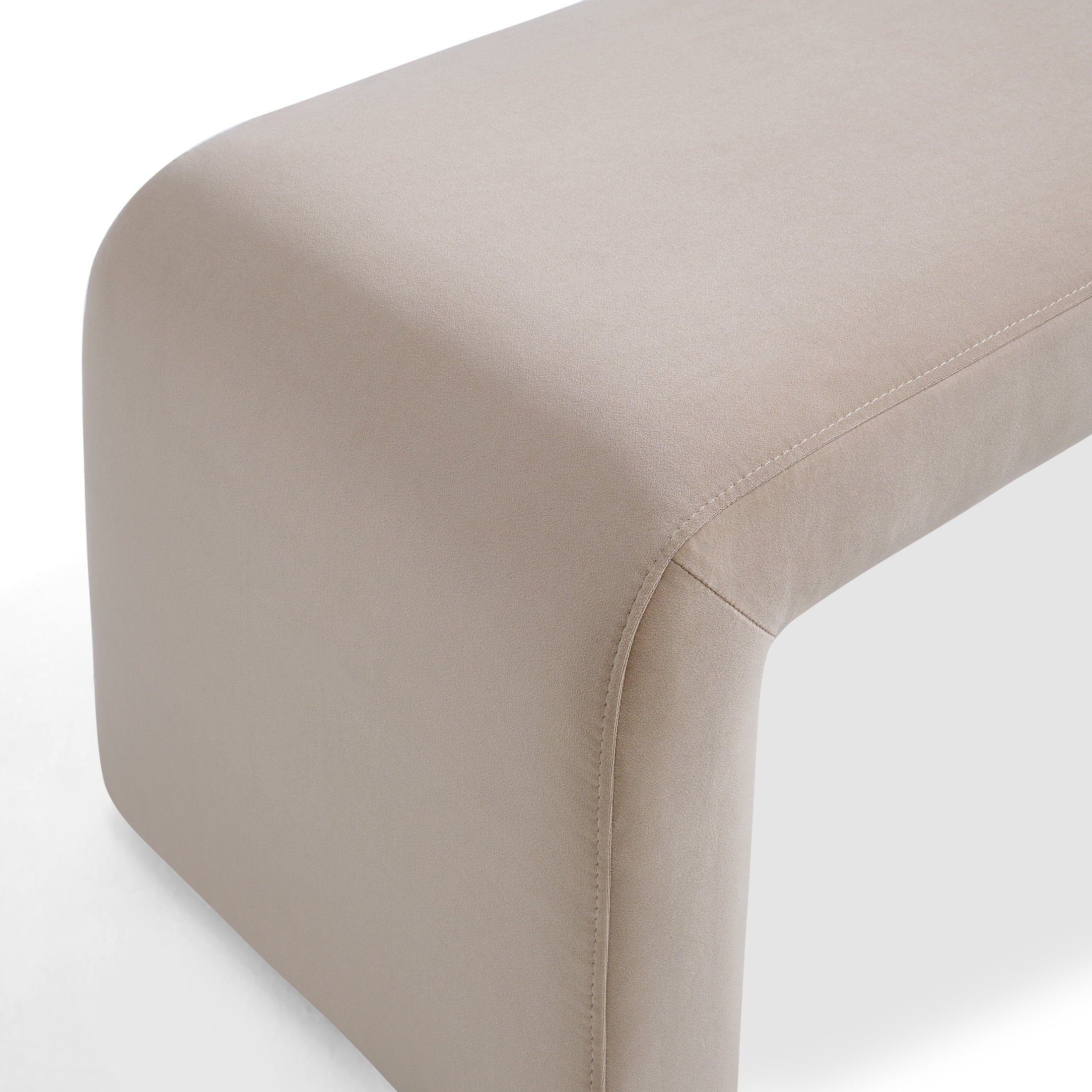  Juliet 44.50" Velvet Waterfall Bench, Beige
