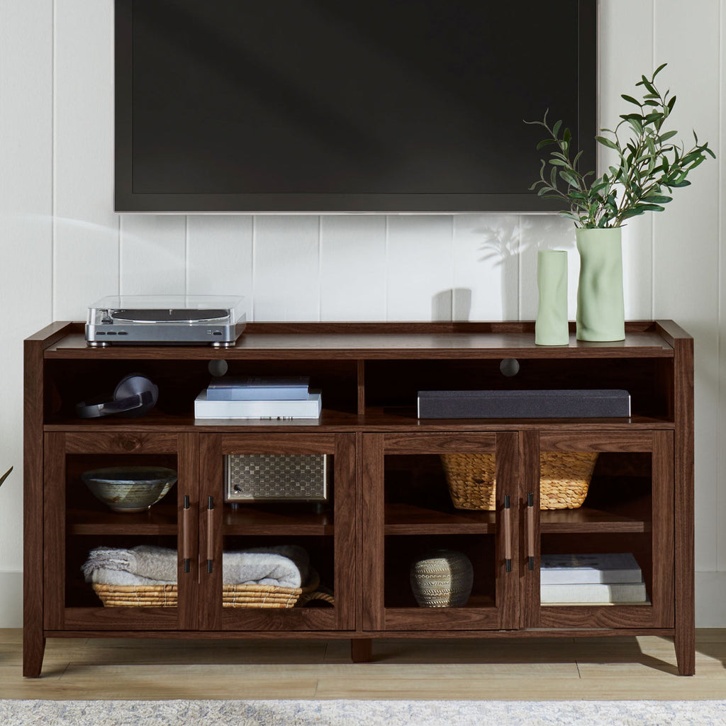  Reading Refined Farmhouse TV Stand for TVs up to 65", Walnut Finish