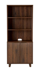  Lillian Fluted Bookcase with Doors, Walnut Finish