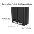  Kitchen Recycle Trash Can, 16 Gallon Plastic Dual Compartment Step Garbage Bin, Black