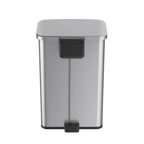  Kitchen Trash Can, 13.2 Gallon Stainless Steel Step Garbage Bin with Soft Close Lid, Silver