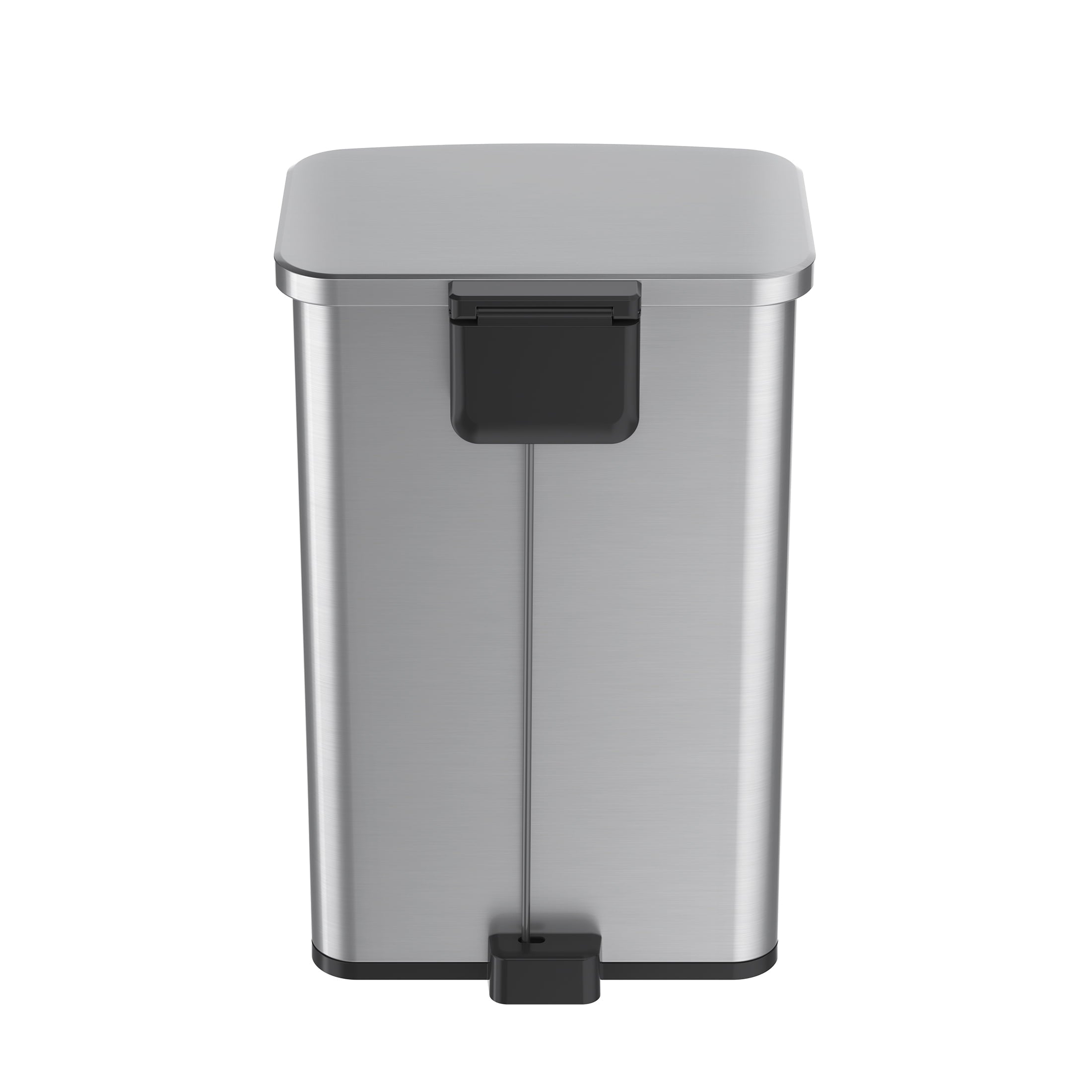  Kitchen Trash Can, 13.2 Gallon Stainless Steel Step Garbage Bin with Soft Close Lid, Silver