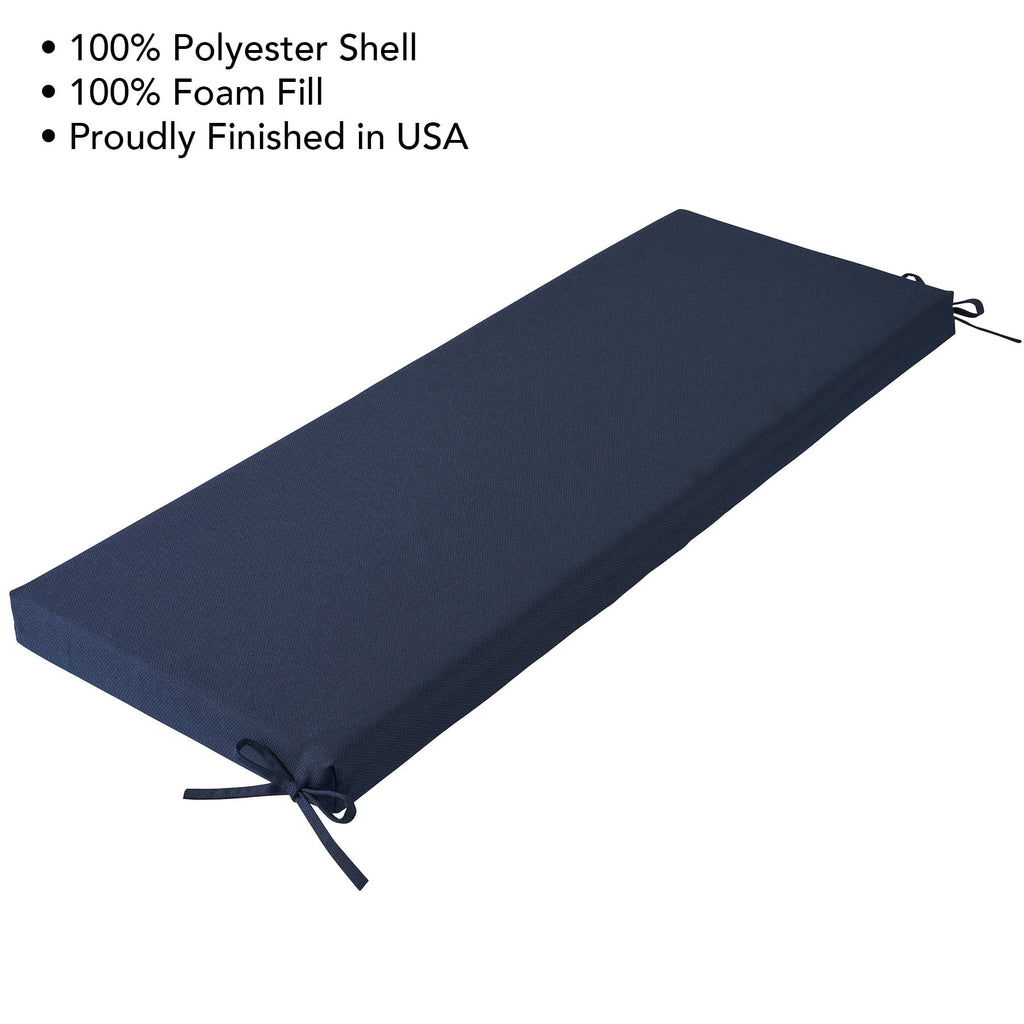 48" x 18" Premium Outdoor Bench Seat Cushion, 1-Piece, Navy