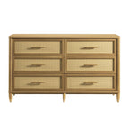  Springwood Caning 6-Drawer Dresser, Light Honey Finish