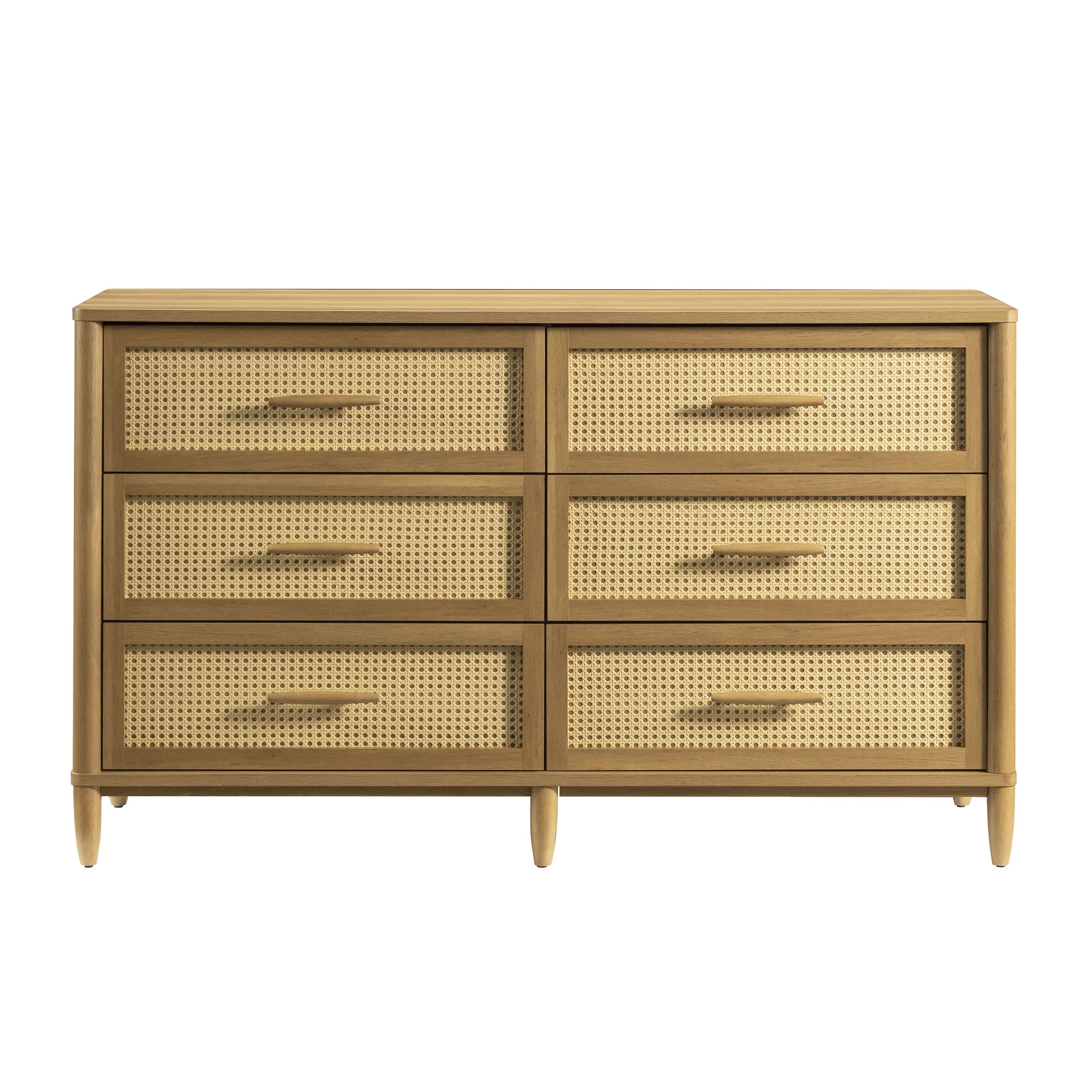  Springwood Caning 6-Drawer Dresser, Light Honey Finish