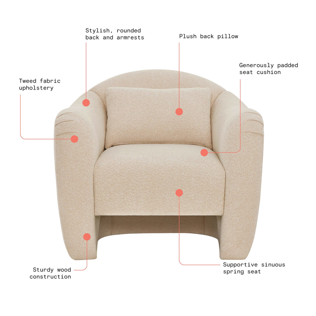 Beautiful Barrymore Teddy Accent Chair by Drew Barrymore, Cream Shearling