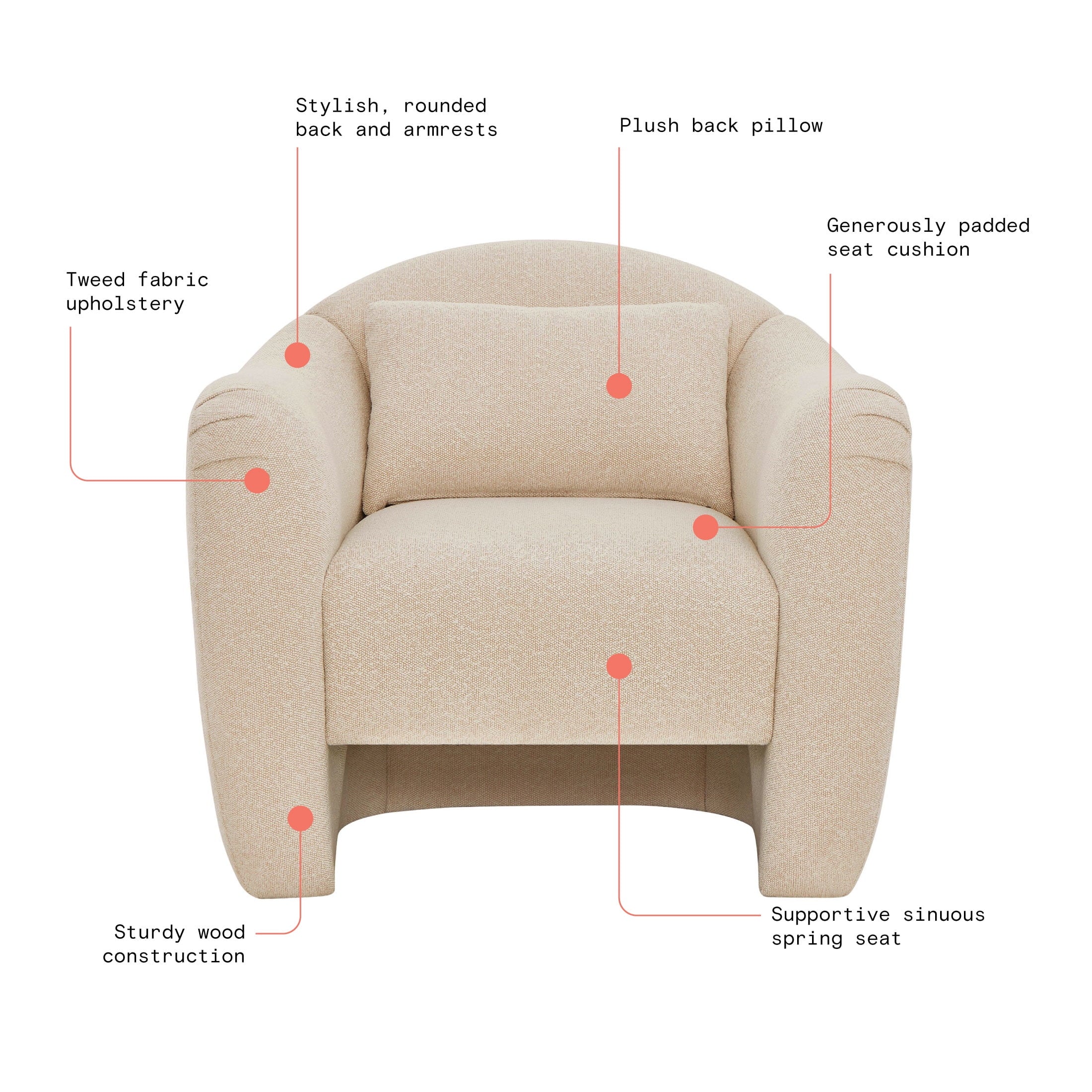 Beautiful Barrymore Teddy Accent Chair by Drew Barrymore, Cream Shearling