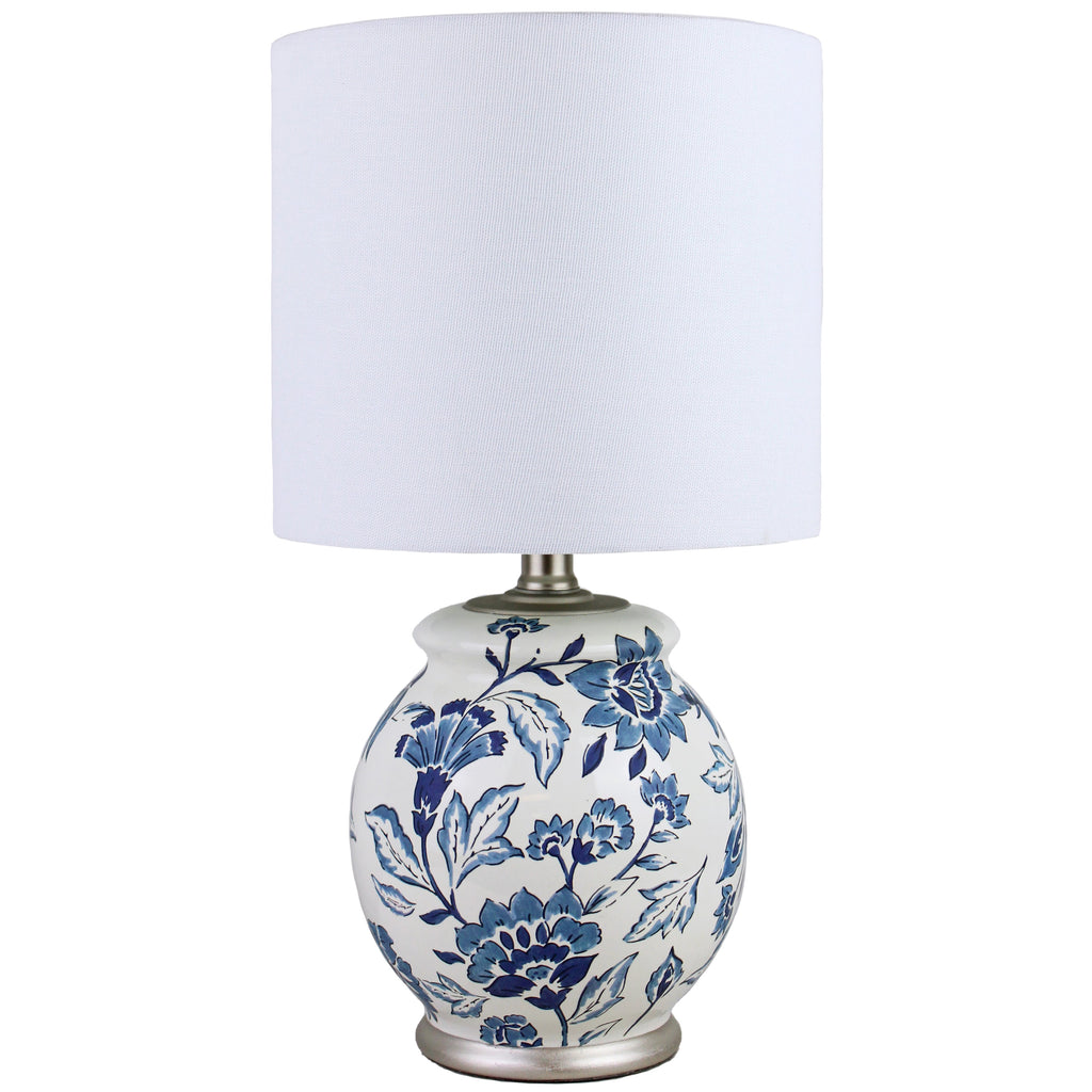  Floral Ceramic Lamp with Shade, 17"