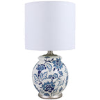  Floral Ceramic Lamp with Shade, 17"